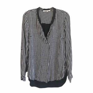 Daniel Rainn Polka Dot Tunic Blouse Black Cream Size L